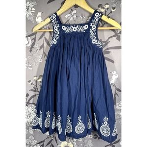 tahari Kids girls size 6 tank top blue sleeveless Embroidered Trim